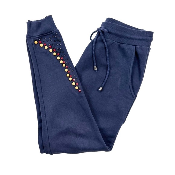 Hemant & Nandita embellished stones gems navy blue joggers pants small - Picture 5 of 14